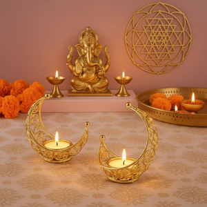 เชิงเทียนโลหะสำหรับตกแต่งสีทองสำหรับเทศกาลตกแต่งบ้าน - Product Image 1