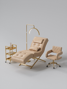 Lit de beauté à cadre doré pour salon, massage facial, utilisation par les techniciennes en extension de cils - Product Image 5