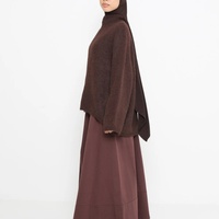Vêtements de sport musulmans, hijab intégré, sweat-shirt islamique, vêtements de sport modestes, pull en laine ample couleur chocolat