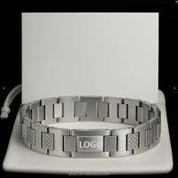 Pulsera Geométrica de Lujo para Hombre con Logotipo de Cocodrilo, de Acero Inoxidable y Titanio, Resistente al Deslustre, con Caja de Regalo