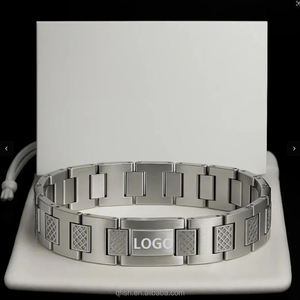 <span class=keywords><strong>Bracciali</strong></span> Geometrici da <span class=keywords><strong>Uomo</strong></span> di Lusso con LOGO Coccodrillo, in Acciaio Inossidabile al Titanio, Non Ossidabili, con Confezione Regalo - Product Image 5