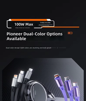 Kabel Pengisian Cepat & Transfer Data 100W yang Dapat Ditarik USB-A untuk Konektor Tipe-C dengan Pelindung Anyaman dan Selubung PVC untuk Ponsel dan PC.