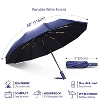 Parapluie automatique coupe-vent à 12 baleines, protection UV, grand format, compact, pliable, de voyage, vente en gros, logo personnalisé pour entreprises