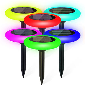 <span class=keywords><strong>Lampe</strong></span> <span class=keywords><strong>solaire</strong></span> accrocheuse de champignon UFO LED 7 couleurs changeantes avec couleur fixe, lumière de pelouse de cour de prise de terre - Product Image 1