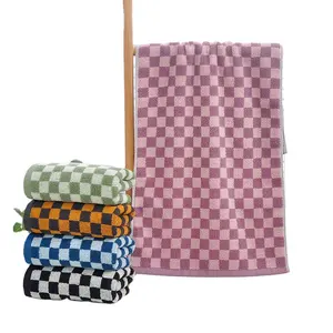 High Quality 100% Cotton Retro Checkerboard Towel Checked Design Face Towel Bath Towel Low qty Competitive Price Hot Trend