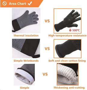 Gants résistants à la chaleur en silicone ignifugé réversibles personnalisés de BBQ pour le gril Premium - Product Image 3