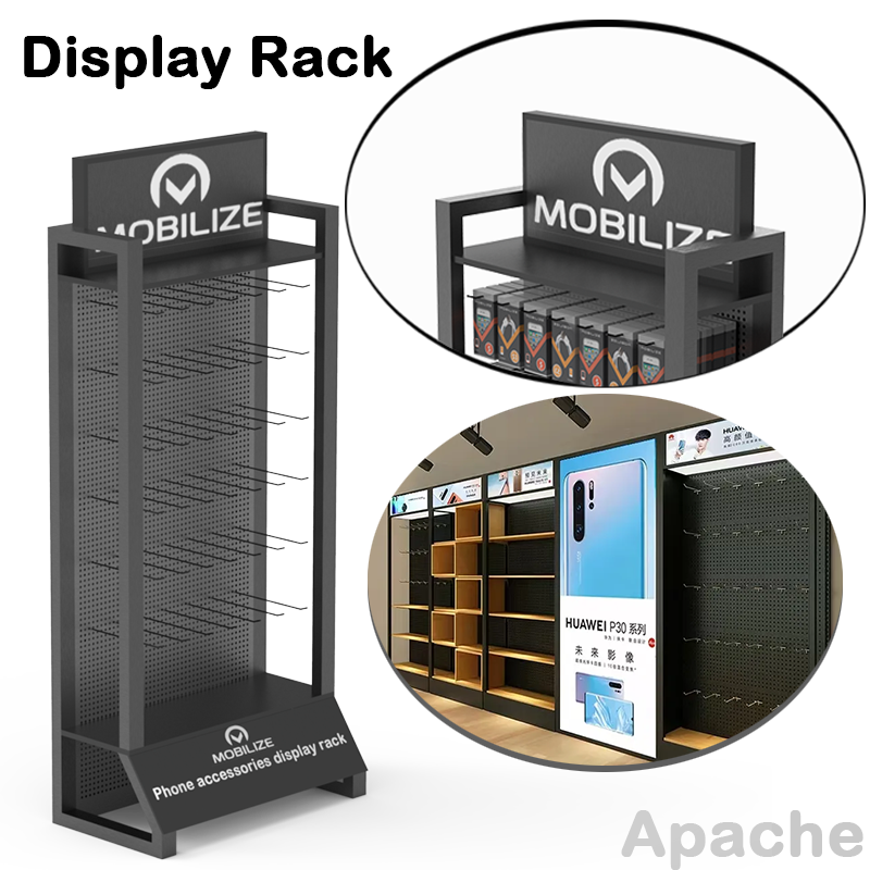 Apache Modern Customizable Display Unit Powder Coated Metal Earphone Stand with Floor to Floor Design for Supermarket — view 3