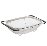 Professionele Keuken Rvs Groente Fruit Pp Handgrepen Mesh Uitschuifbare Over Sink Geperforeerde Vergiet Zeef