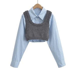 Nuovi Arrivi Autunno Inverno 2026 Set Moda Boutique in Maglia 3 Pezzi: Gilet+Camicia+Gonna - Product Image 4