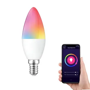 e12 kompatible lampe Suppliers-LOHAS RGB CCT Tuya WiFi Smart LED-Lampe 4W E12 E14 Kerzen glühlampen kompatibel mit Alexa Google Home