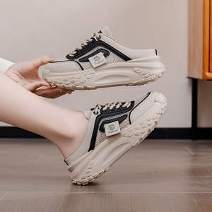 2025 Summer New Women's Shoes <b>Closed</b>-toe Slip-on Thick-soled Hollow-out Mesh Breathable Sports Shoes - Product Image 4