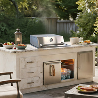 Barbecue au gaz GPL/GN extérieur de luxe de haute qualité, moderne, en acier inoxydable SUS304, à encastrer, 3 brûleurs, couvercle sans fumée