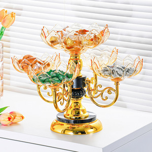 ถาดเสิร์ฟหลายชั้นลายดอกไม้ ถาดพลาสติกใส่ขนม ของว่าง สำหรับตกแต่งโต๊ะกาแฟในห้องนั่งเล่นที่บ้าน - Product Image 1