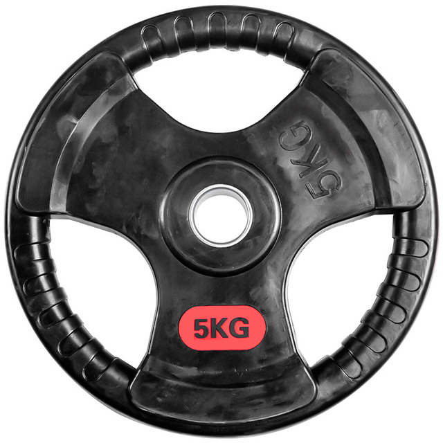 Factory Hot Sale Portable Iron Three-hole Rubber Coated Weight Plates for Barbell Weight Lifting