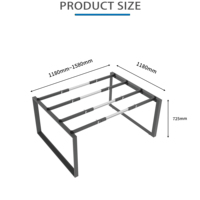 Cadre de bureau métallique anti-tremblement, pieds de poste de travail modulaires extensibles pour mobilier informatique de bureau commercial