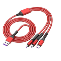 Cable de Carga 3 en 1 Duradero de 5A y 66W, Cable USB para Teléfono con Transmisión de 480Mbps, Accesorios de Cable USB de Carga Rápida