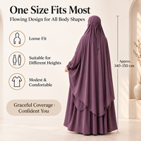 Ensemble de prière musulman 2 pièces premium avec abaya et niqab pour femmes, tenue islamique ample et couvrante en polyester, vente en gros