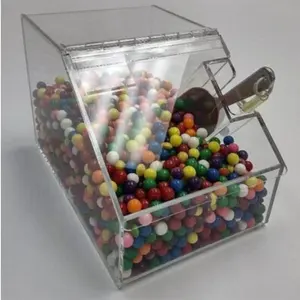 Wholesale Clear Acrylic Candy Bin Acrylic Candy Case Plastic Candy Dispenser with a Slant Front and Scoop