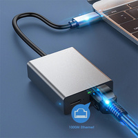 Adaptateur USB Type-C vers Ethernet, carte réseau Type C vers RJ45, adaptateur LAN 100/1000 Mbps, câble Internet LAN pour téléphone portable, ordinateur portable