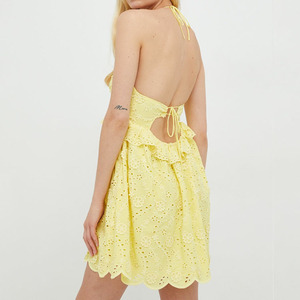 Vestido corto de moda con cuello en V, aberturas y bordados, personalizado, 100% fibra de bambú, del fabricante. - Product Image 3