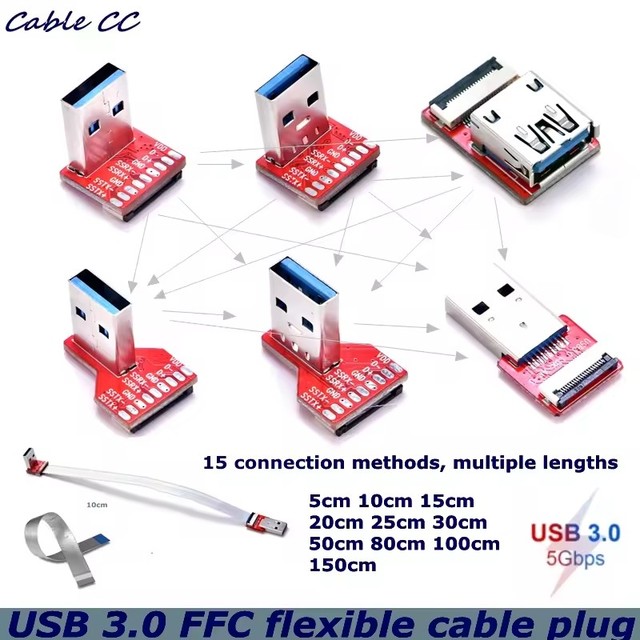 FFC USB3.0 Extension Ribbon Cable 90 FPV Slim Flat Soft flexible FPC charge FPV Brushless High Speed Computer Connection Cable