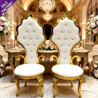 Chaises trône dorées moins chères pour roi et reine chaise de mariage royale de luxe pour le marié et la mariée