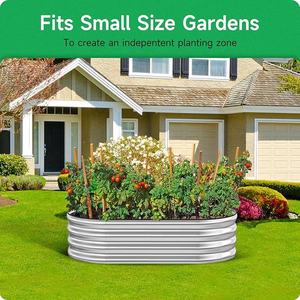 กระบะปลูกต้นไม้ยกพื้นแบบชุบสังกะสี กล่องปลูกต้นไม้ยกพื้นสำหรับกลางแจ้ง กล่องปลูกต้นไม้โลหะรูปวงรีสำหรับงานหนัก ป้องกันสนิม - Product Image 2