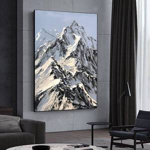 SQ abstracto montaña Nevada pintado a mano gran paisaje pintura al óleo sobre lienzo pintura texturizada moderna para sala <span class=keywords><strong>de</strong></span> estar dormitorio - Product Image 1