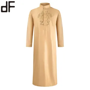 新款摩洛哥男士穆斯林服装abaya迪拜刺绣男士六色长袍abaya阿拉伯jalabeya沙特风格thobe jubba