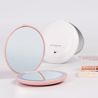 Vente en gros de poche miroir cosmétique LED avec lumière miroir grossissant 2X miroir lumineux LED miroir de maquillage portable