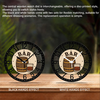 Horloge murale en métal décorative, cadran en forme de baril de whisky, chiffres arabes, en fer forgé, face en bois traité UV, pour la décoration de la cave des hommes, du bar à domicile, du pub, ou comme cadeau