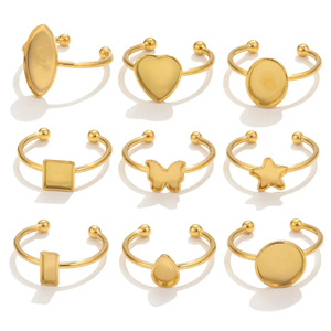 Vente en gros d'anneaux en acier inoxydable Base Setting <span class=keywords><strong>Cabochon</strong></span> Cameo Tray Bezel blank heart star butterfly shape ring Jewelry Making - Product Image 1