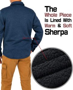 Chemise-veste streetwear pour <span class=keywords><strong>homme</strong></span> grande taille, doublée <span class=keywords><strong>sherpa</strong></span>, boutonnée, à revers, avec poches, vente en gros OEM en vrac - Product Image 4