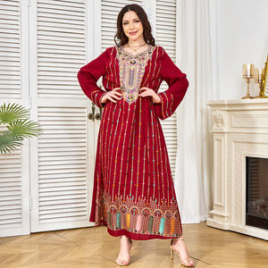 Nieuwe elegante avondjurk uit het Midden-Oosten voor dames, maat S-XXL, met pailletten versierd, polyester, voor feesten, rechtstreeks van de fabriek in Dubai, voor moslima's. - Product Image 1