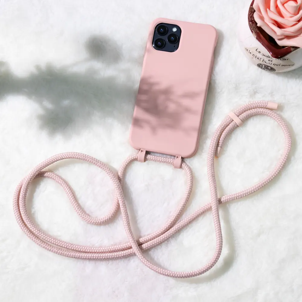 2022 Christmas new arrival girl women gift detach phone case with shiny pp cord crossbody phone case for iphone 13