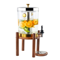 Dispensador de Agua Transparente de Gran Capacidad con Base de Madera para Fiestas, Cafeterías y Autoservicio