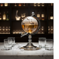 Distributeur de bière élégant en forme de globe de 3 litres avec robinet et couleurs personnalisées, emballé en carton pour bar à domicile et décoration de fête