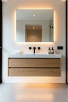 Meubles de salle de bain de luxe avec dessus en marbre |   Ensemble lavabo et colonne pour la rénovation des salles de bain d'hôtels et de villas
