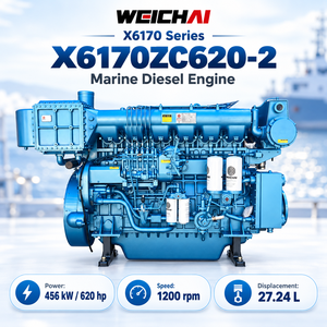Moteur marin robuste X6170ZC620-2, 456 kW, 620 CV, 1200 tr/min, 27,24 L, diesel turbocompressé, puissance de propulsion pour bateaux de pêche, de marchandises et de remorquage - Product Image 1