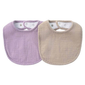 Bavoirs pour bébé en mousseline à fermeture à pression réglable, nouveau-né, couleur unie, serviette carrée douce, tissu à rotule, alimentation, 100% coton, bandana pour bébé, bavoirs anti-bave - Product Image 3
