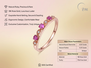 Bague en or rose 18 carats avec rubis naturel et diamant, design unique, polissage exquis, vente en gros pour unisexe/hommes/femmes - Product Image 3