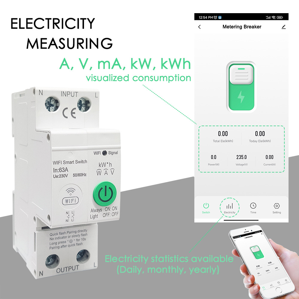 Умный выключатель TUYA 2P 63A с Wi-Fi Smartlife