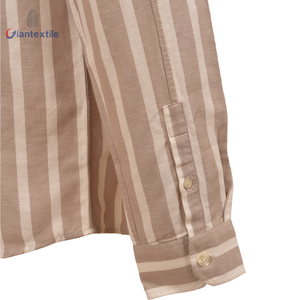 <span class=keywords><strong>Camicia</strong></span> Casual da <span class=keywords><strong>Uomo</strong></span> a Maniche Lunghe in Twill a Righe Super Larghe <span class=keywords><strong>Beige</strong></span> Khaki Essenziale per Designer, 55% <span class=keywords><strong>Lino</strong></span> 45% Cotone, Collezione Primavera ODM - Product Image 5