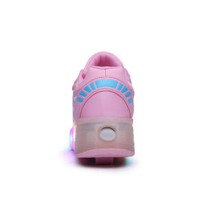Chaussures à roulettes JIAXIN à deux roues pour enfants, chaussures à roulettes rapides pour filles, respirantes, avec lumières LED, recharge USB - Product Image 4