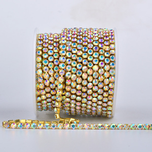 Bán buôn SS6 SS8 SS10 SS12 SS16 SS18 Kính Rõ Ràng Tinh Thể Bạc Vàng May Kim Loại Ngọc Cắt Băng Rhinestone Chain Fringe - Product Image 4