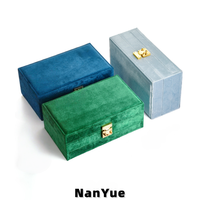 Boîte à bijoux de luxe en velours grande capacité, multi-niveaux avec miroir, tiroir pour bagues, boucles d'oreilles, colliers, boîte de rangement pour bijoux, logo personnalisé