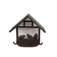 Mangeoire à oiseaux élégante et moderne en métal noir, en forme de maison, pour intérieur, rustique, à fixation murale, technique de moulage, vente en gros directe usine