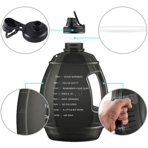 Botella de agua de un galón para deportes, gimnasio, culturismo, grande, sin BPA, 3.78L, 128oz, PETG coctelera, función de bebida directa, Unisex - Product Image 2