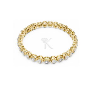Pulsera de tenis con diamantes de corte cojín alargado y engastados en bisel, con diamantes cultivados en laboratorio en oro amarillo, joyería llamativa y robusta. - Product Image 2