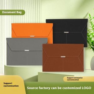 Porte-documents en cuir vegan imperméable grande capacité avec logo personnalisé, organiseur de documents, pochette pour dossiers A4, enveloppe de bureau, sac à documents - Product Image 2